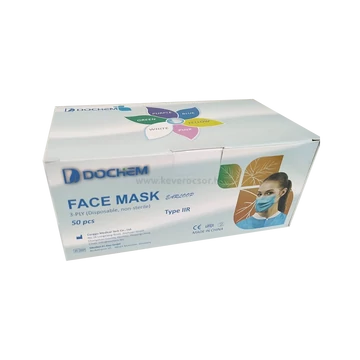 DOCHEM Type IIR - Orvosi Arcmaszk, 3 rétegű, gumis 50 db/doboz - többféle színben