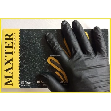 Kesztyű Maxter Nitril Fekete púdermentes 100db/csomag
