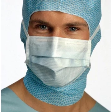 Szájmaszk orrmerevítővel, párátlanítós, kötős, kék-fehér csíkos (50db) Mölnlycke