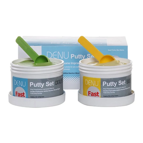 DENU Putty Set Fast — gyúrható A-szilikon lenyomatanyag 2x280 ml (2x500g)