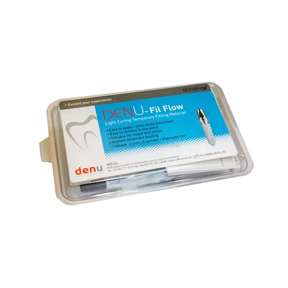 DENU fil flow, implantátumfejek lezárásához id. foly. tömőanyag, 5x1,2 ml (2g) + 10 db kanül