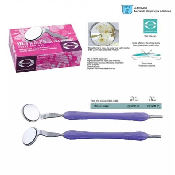 ULTRAduo double sided front surface mouth mirrors plane SS-Thread (6db) (Tükörszem) Falcon