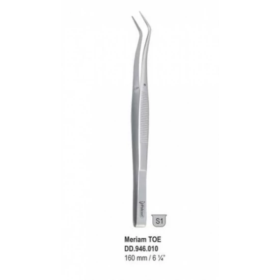 Tweezers Meriam TOE serrated 160mm (Csipesz) Falcon