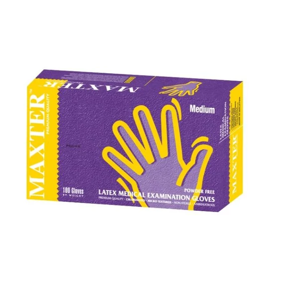 Kesztyű Maxter Púdermentes Latex Gumikesztyű 100db/Doboz