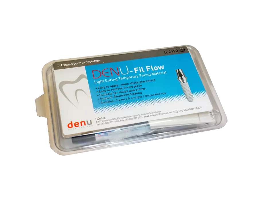 DENU fil flow, implantátumfejek lezárásához id. foly. tömőanyag, 5x1,2 ml (2g) + 10 db kanül